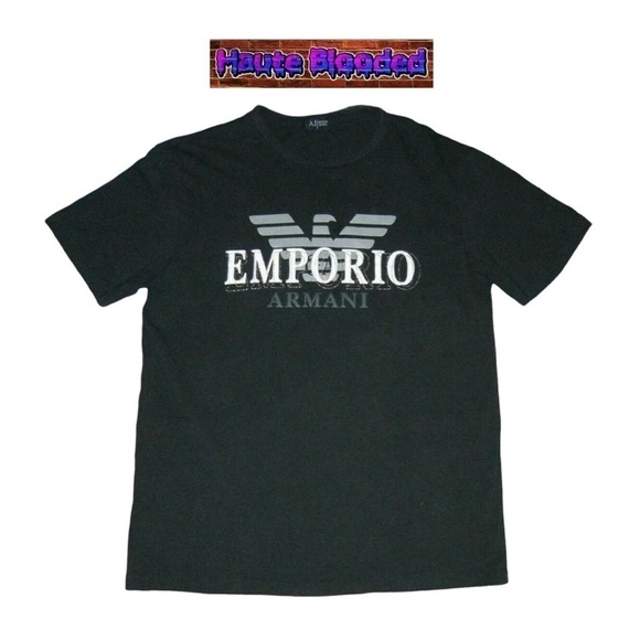 Emporio Armani Jeans Tee Shirt Classic Basic Black Logo Designer Couture Giorgio - Picture 1 of 4